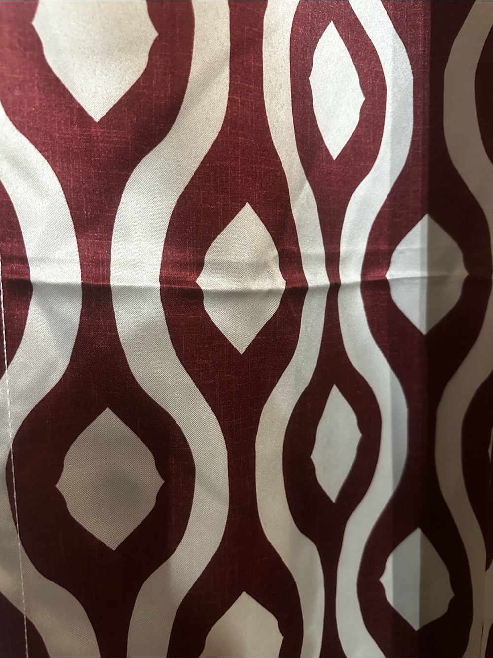 7 Sets of Maroon and Beige Geometric Curtain Panels - Picture 4 of 5